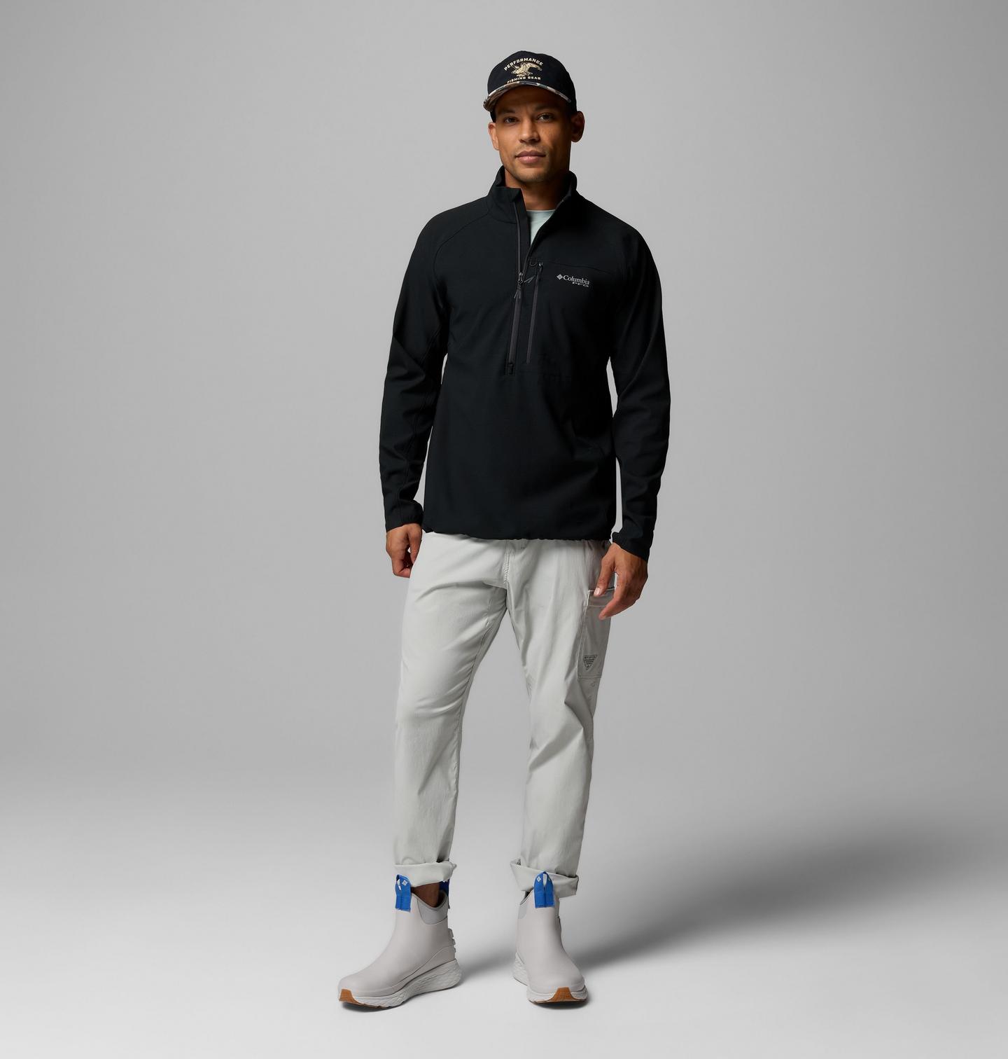 Мужская рубашка Columbia PFG Pro Guide Half Zip, цвет: Чёрный — фото 2