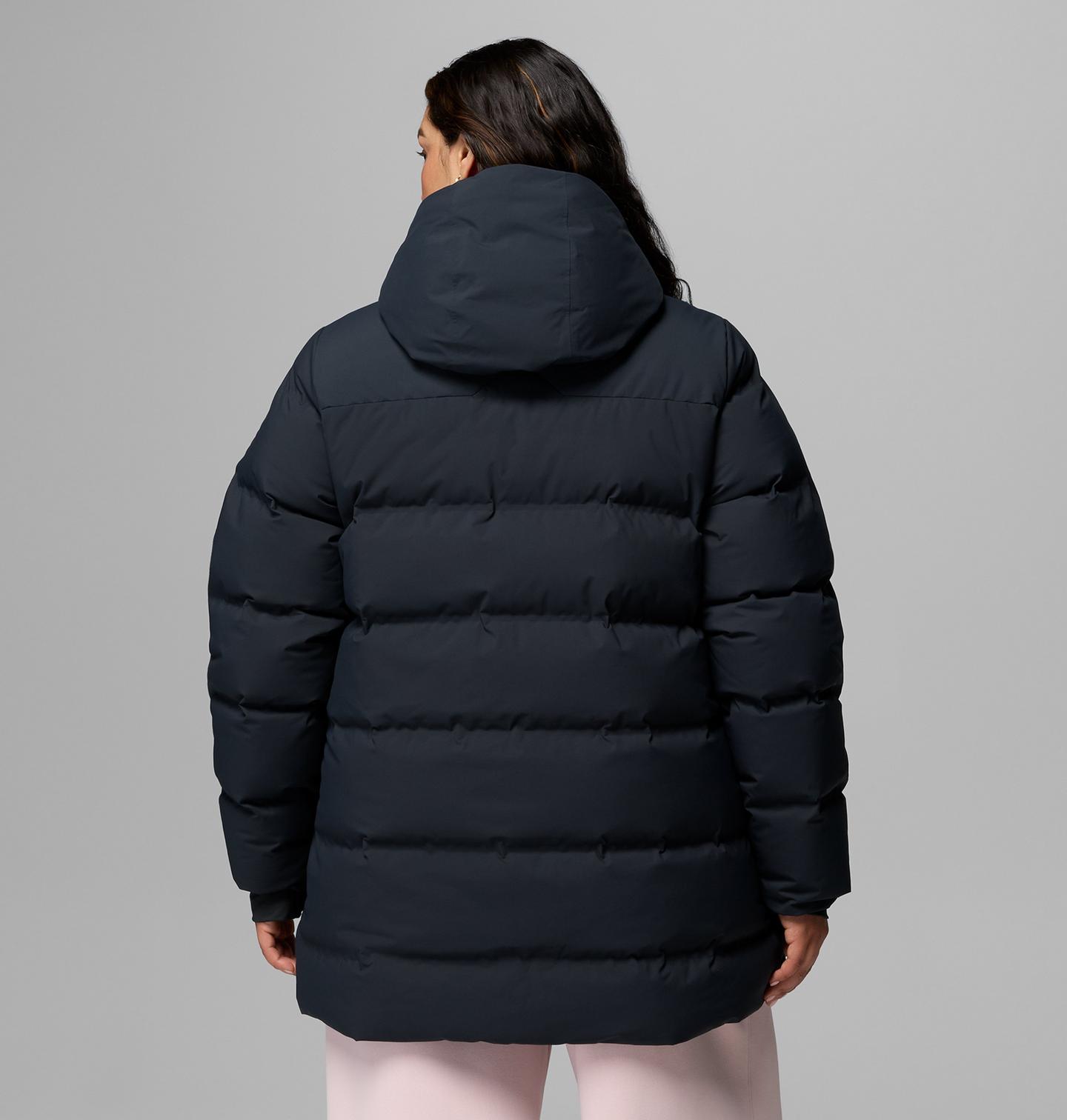 Женская куртка Columbia Amaze Puff Heat Seal Mid Hooded Jacket - Plus Size, цвет: Чёрный — фото 3