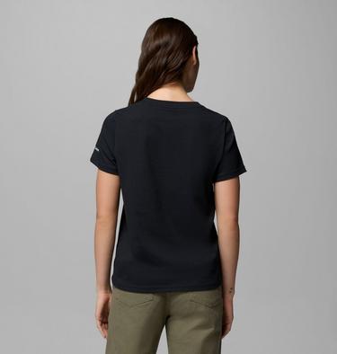 Women's Rolling Bend Graphic T-Shirt, Color: Black, Flower Power Badge, image 3