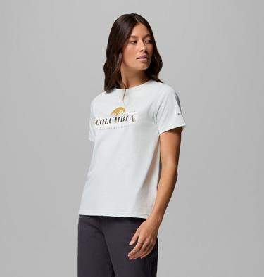 Women's Rolling Bend Graphic T-Shirt, Color: Tea Light, Hike Happy, image 12