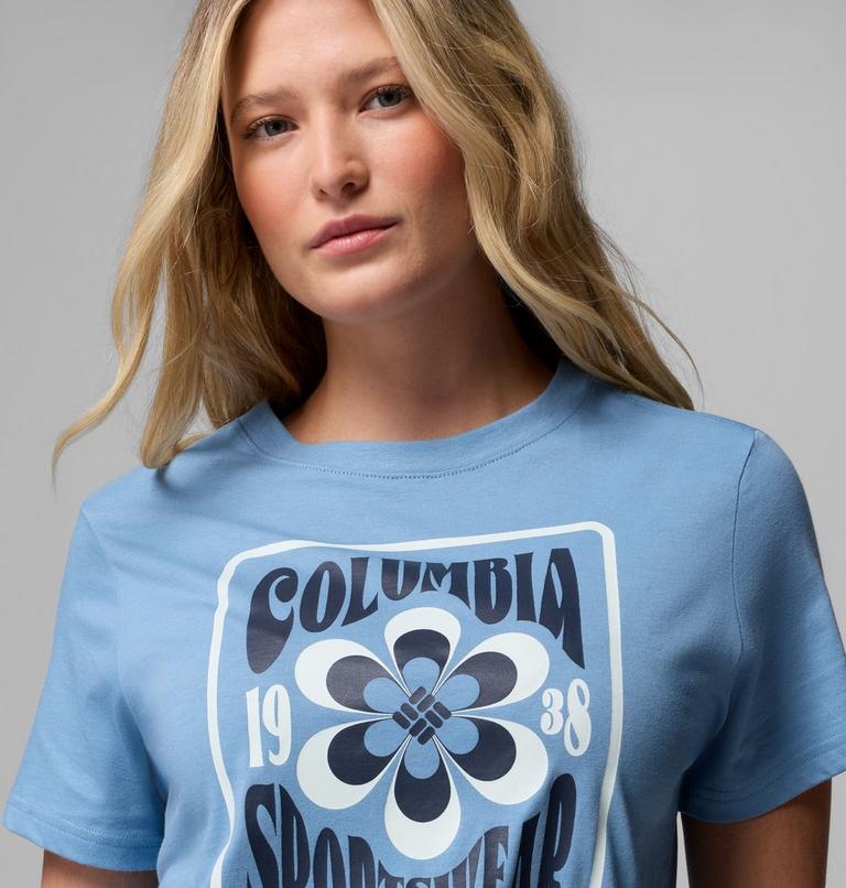 T-shirt Graphique Rolling Bend Femme, Color: Rainy Day, Flower Power Badge, image 5