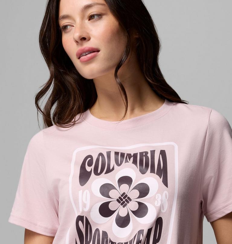 T-shirt Graphique Rolling Bend Femme, Color: Mineral Pink, Flower Power Badge, image 5
