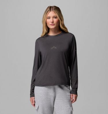 Women's Parsons Point Long Sleeve Technical Graphic T-Shirt, Color: Black Heather, Zigzag Climb, image 1