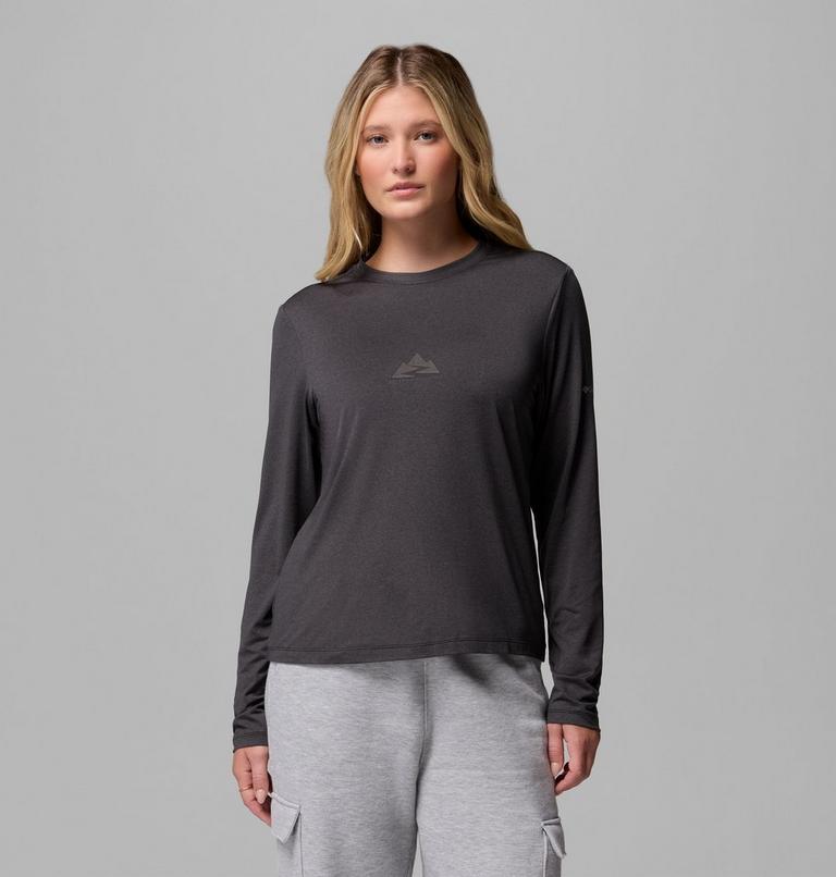 Women's Parsons Point Long Sleeve Technical Graphic T-Shirt, Color: Black Heather, Zigzag Climb, image 1