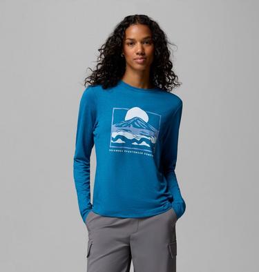 Women's Parsons Point Long Sleeve Technical Graphic T-Shirt, Color: Phoenix Blue Heather, All Terrain, image 5