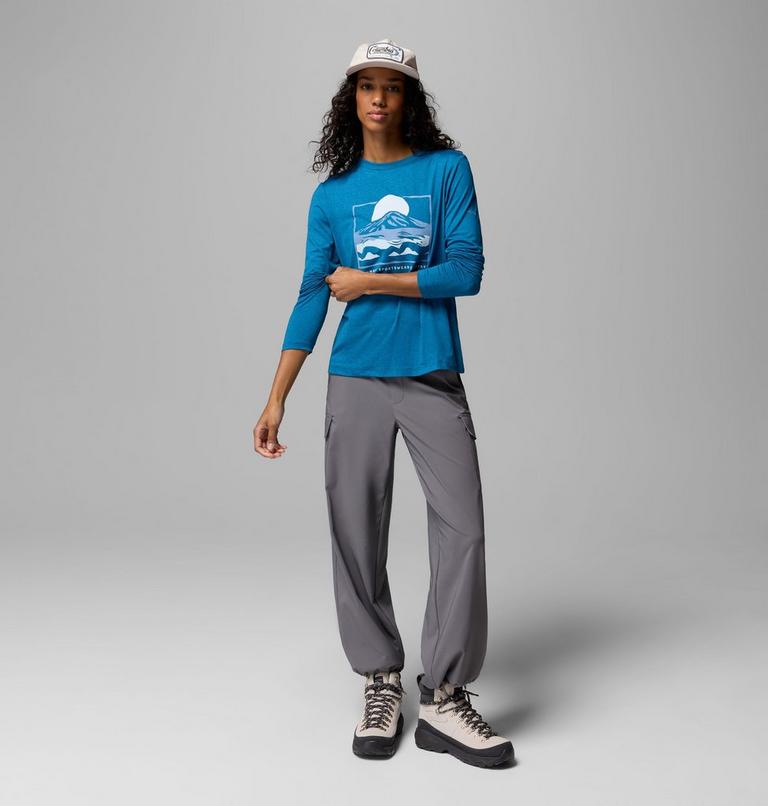 T-shirt Technique avec Graphisme Manches Longues Parsons Point Femme, Color: Phoenix Blue Heather, All Terrain, image 2
