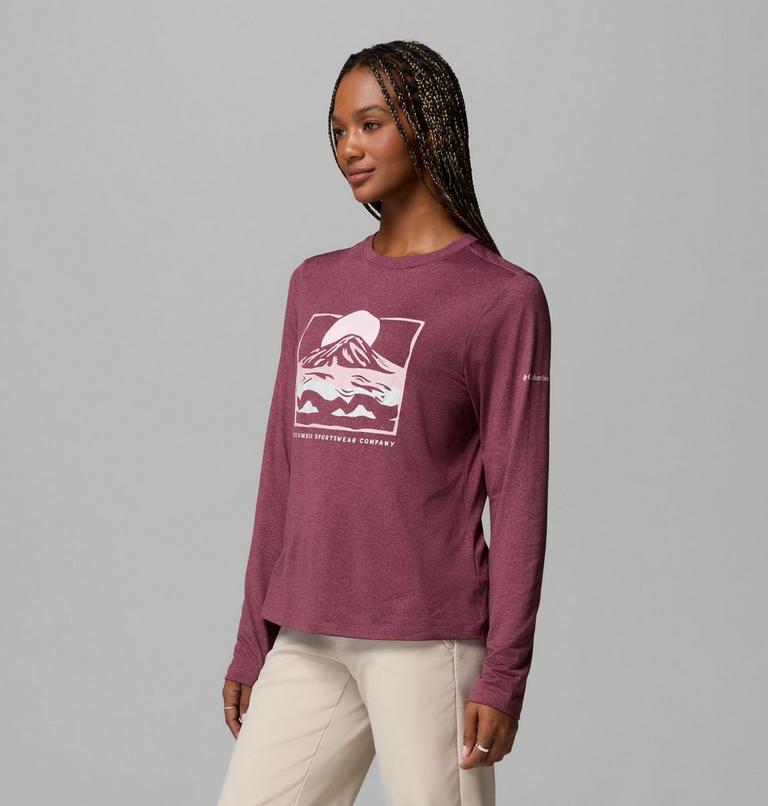 Camiseta t&eacute;cnica de manga larga con estampado Parsons Point para mujer, Color: Antique Mauve Heather, All Terrain, image 4