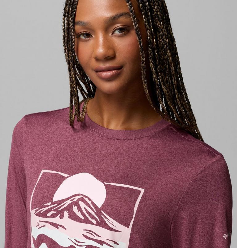 Camiseta t&eacute;cnica de manga larga con estampado Parsons Point para mujer, Color: Antique Mauve Heather, All Terrain, image 5