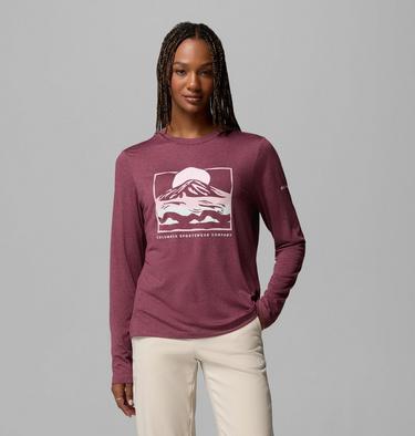 Camiseta t&eacute;cnica de manga larga con estampado Parsons Point para mujer, Color: Antique Mauve Heather, All Terrain, image 7
