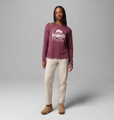 Camiseta t&eacute;cnica de manga larga con estampado Parsons Point para mujer, Color: Antique Mauve Heather, All Terrain, image 8