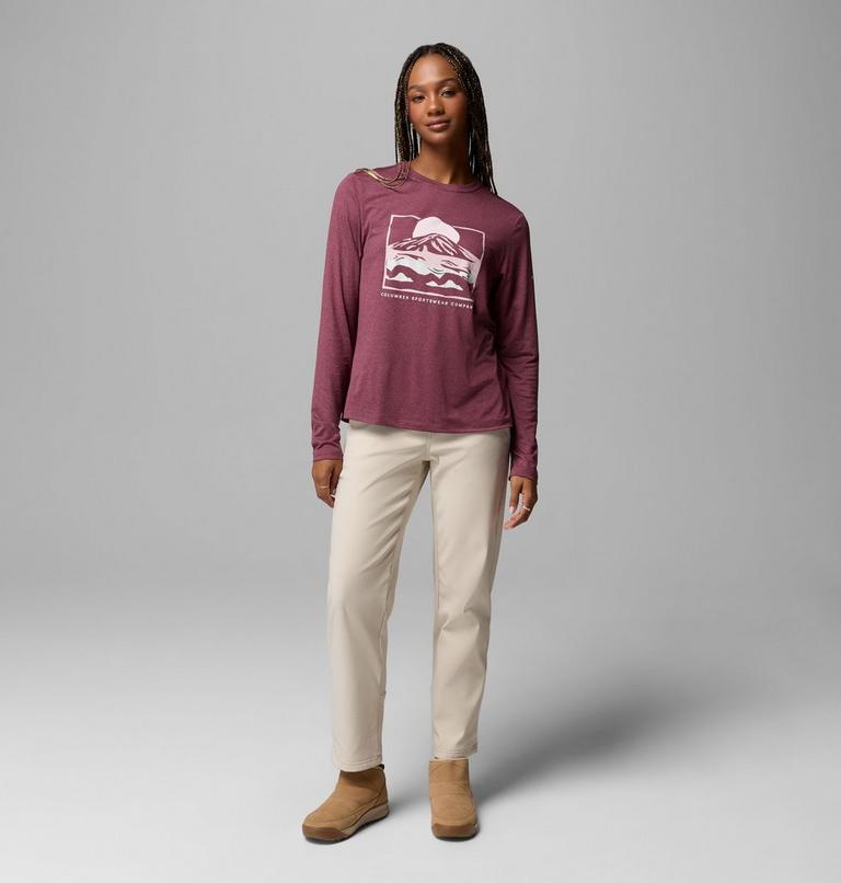 Camiseta t&eacute;cnica de manga larga con estampado Parsons Point para mujer, Color: Antique Mauve Heather, All Terrain, image 2