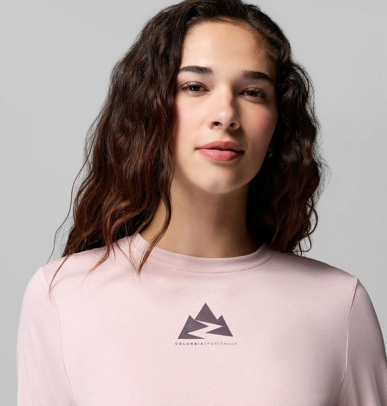 Camiseta t&eacute;cnica de manga larga con estampado Parsons Point para mujer, Color: Mineral Pink Heather, Zigzag Climb, image 5