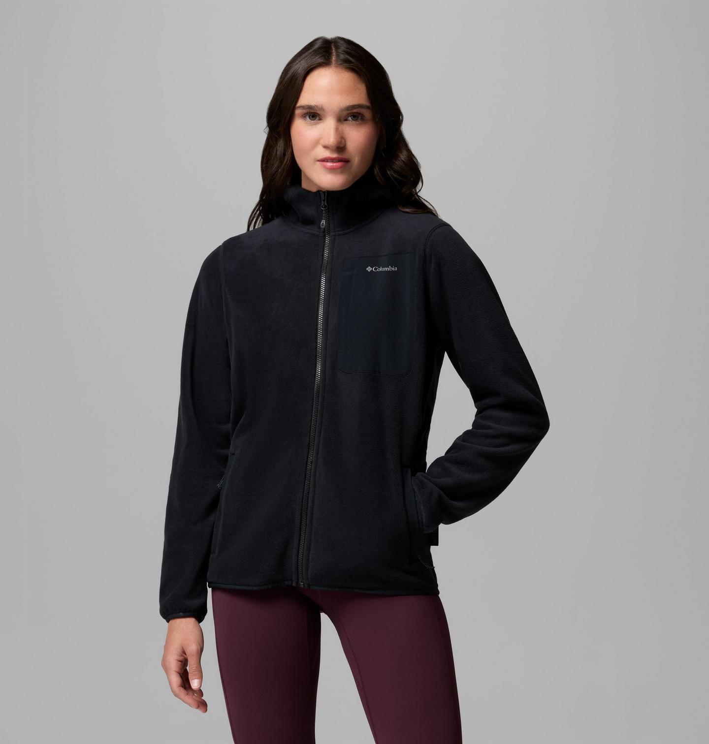 Женские куртки Columbia Pacific Arch 200 Hooded Full Zip Fleece, цвет: Чёрный — фото 1