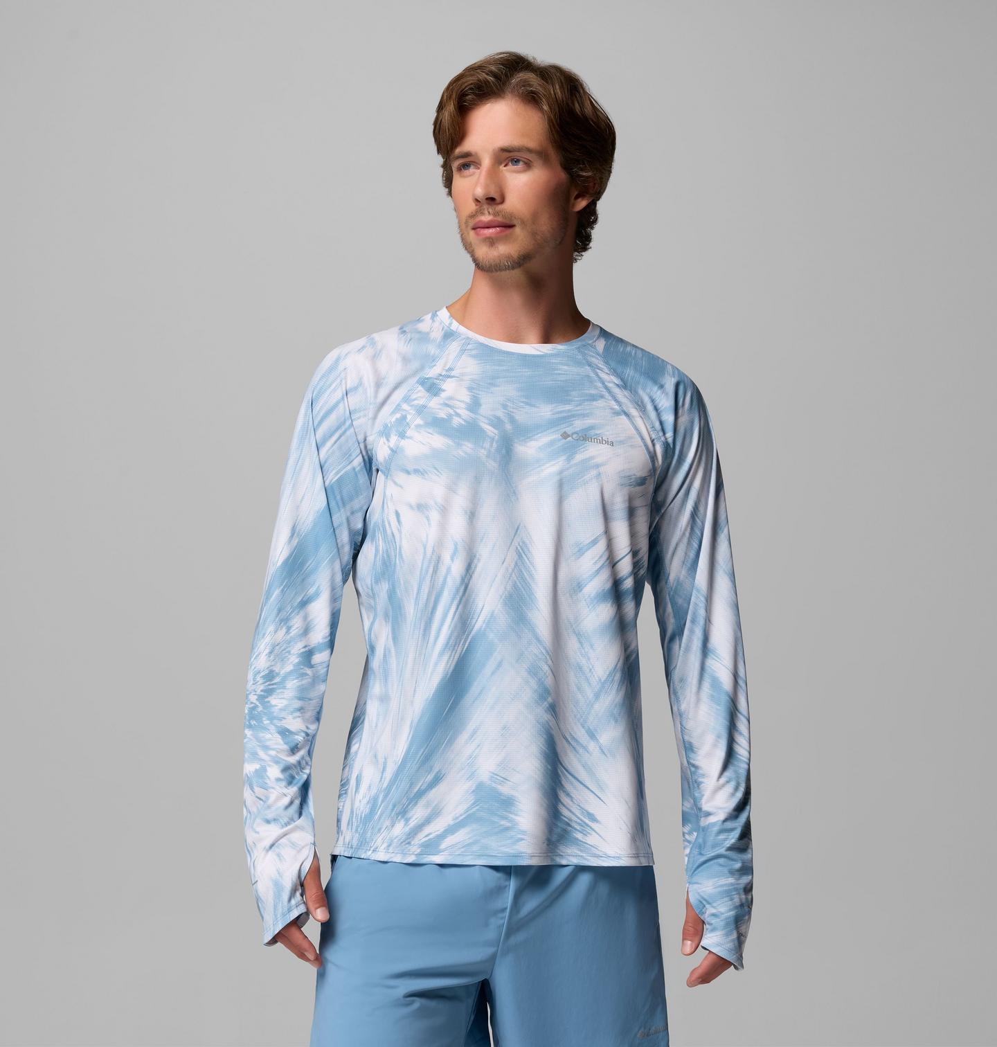 Мужская рубашка Columbia Stealth Springs Printed Long Sleeve, цвет: Rainy Day, Treerun — фото 1