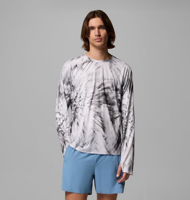 Men's Stealth Springs Printed Technical Long Sleeve T-Shirt, Color: Shark, Treerun, image 1