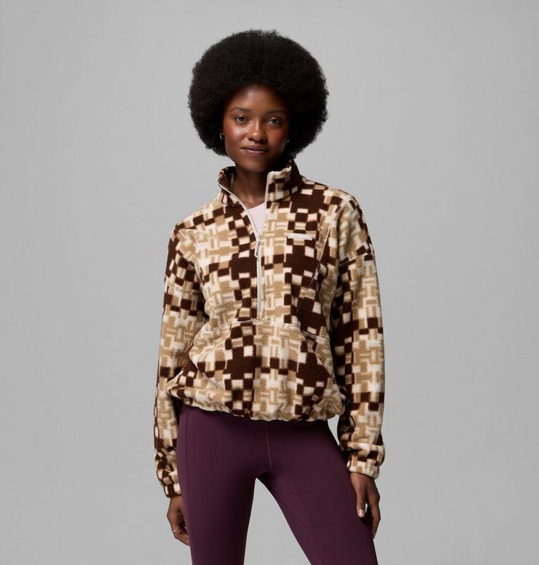 Polaire Sherpa Imprim&eacute;e Semi-zipp&eacute;e Timber Meadow MTR Femme, Color: Beach, Unwoven, image 1