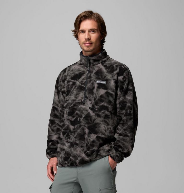 Men's Timber Crest MTR Printed Half Zip Sherpa Fleece, Color: Black, Icypeaks, image 4