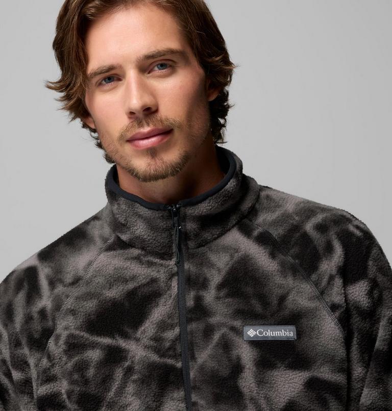 Men's Timber Crest MTR Printed Half Zip Sherpa Fleece, Color: Black, Icypeaks, image 5