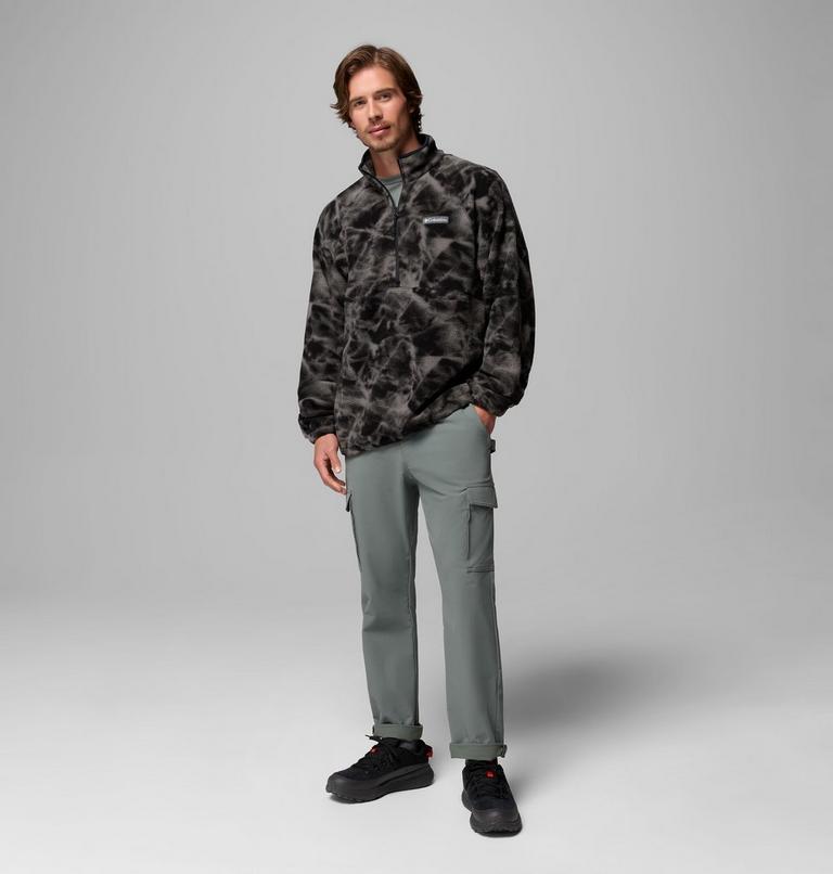 Men's Timber Crest MTR Printed Half Zip Sherpa Fleece, Color: Black, Icypeaks, image 2