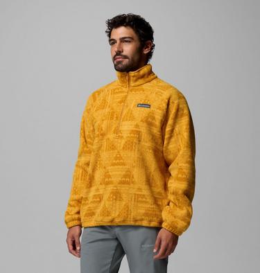 Polaire Sherpa Imprim&eacute;e Semi-Zipp&eacute;e Timber Crest MTR Homme, Color: Squash, Geomix Tonal, image 4