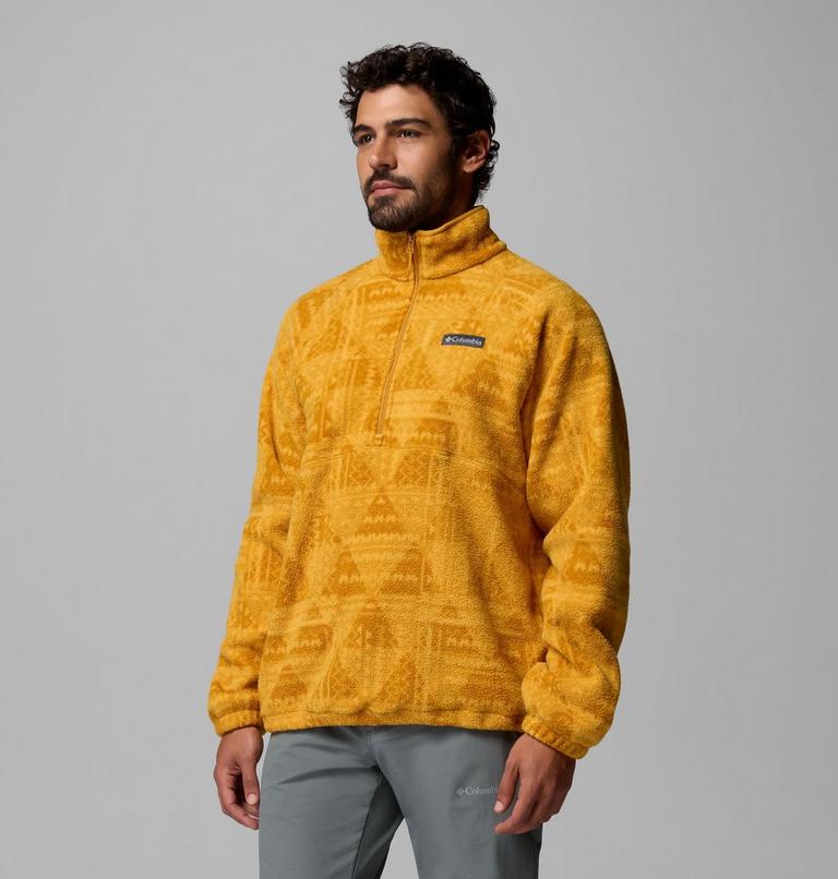 Polaire Sherpa Imprim&eacute;e Semi-Zipp&eacute;e Timber Crest MTR Homme, Color: Squash, Geomix Tonal, image 4