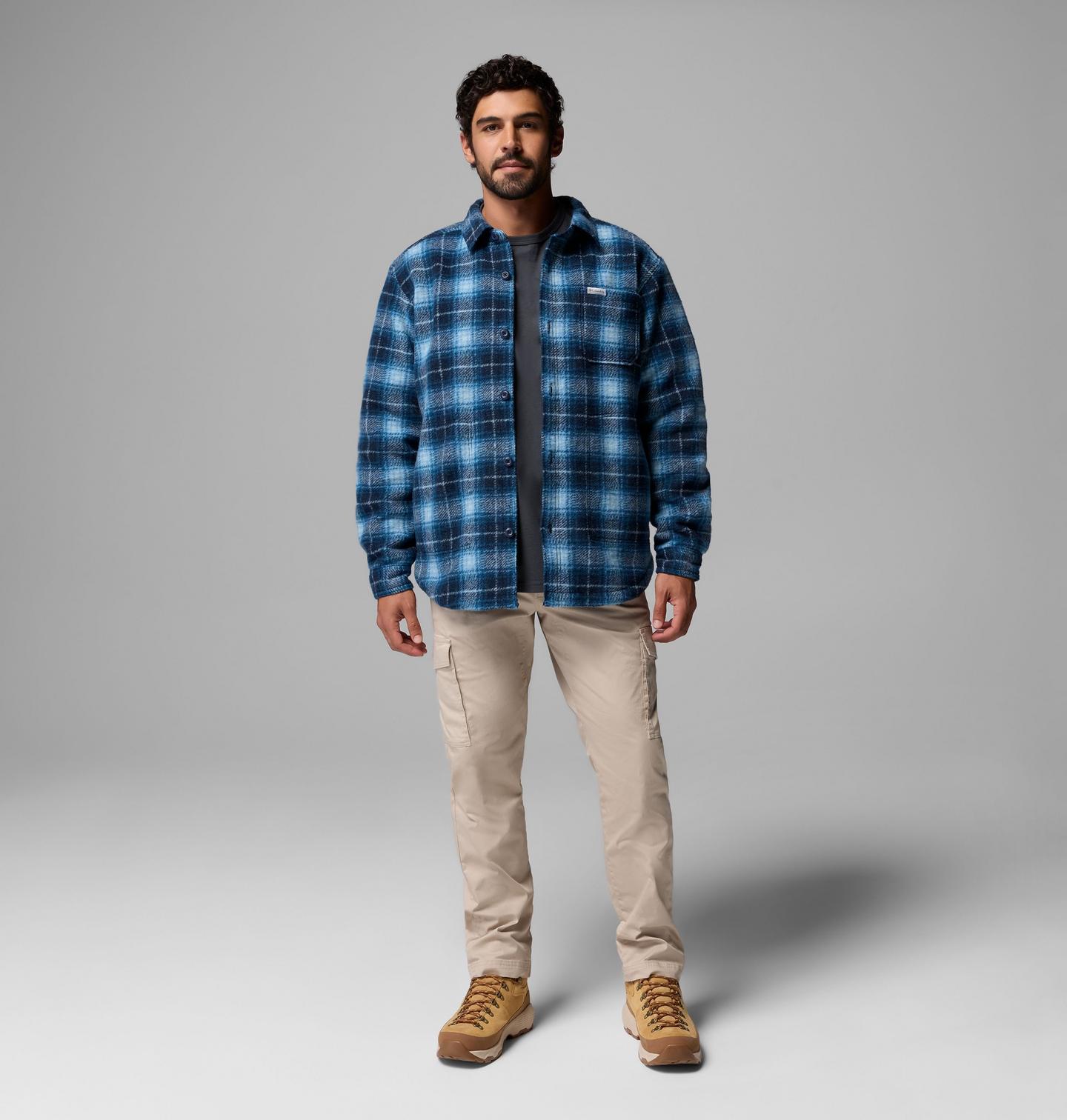Мужская куртка Columbia Hunter Arch Shirt Jacket, цвет: Тёмно-синий клетчатый, вариант 1 — фото 2