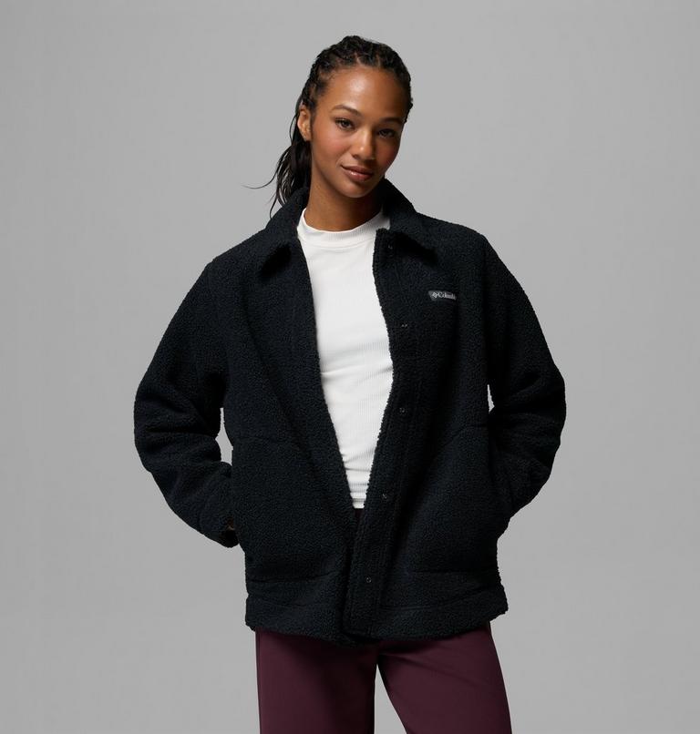 Women&rsquo;s Panorama Sherpa Fleece Shirt Jacket, Color: Black, image 5