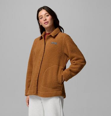 Women&rsquo;s Panorama Sherpa Fleece Shirt Jacket, Color: Camel Brown, image 12