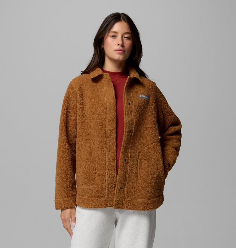 Women&rsquo;s Panorama Sherpa Fleece Shirt Jacket, Color: Camel Brown, image 5