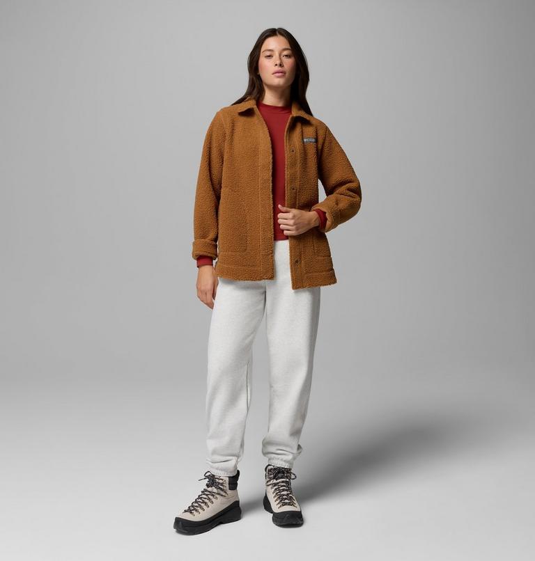 Women&rsquo;s Panorama Sherpa Fleece Shirt Jacket, Color: Camel Brown, image 7