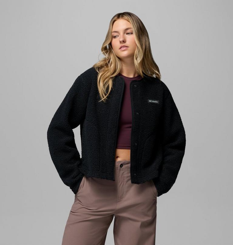 Women's Panorama Sherpa Snap Fleece Jacket, Color: Black, image 5