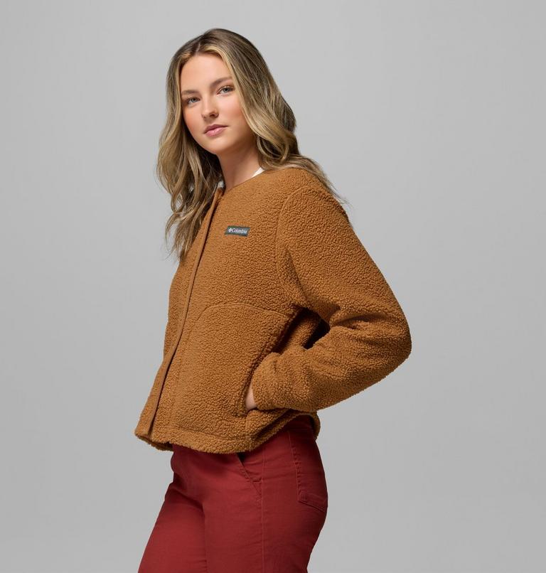 Women's Panorama Sherpa Snap Fleece Jacket, Color: Camel Brown, image 4