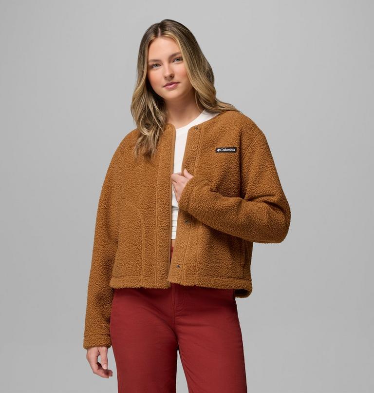 Women's Panorama Sherpa Snap Fleece Jacket, Color: Camel Brown, image 5