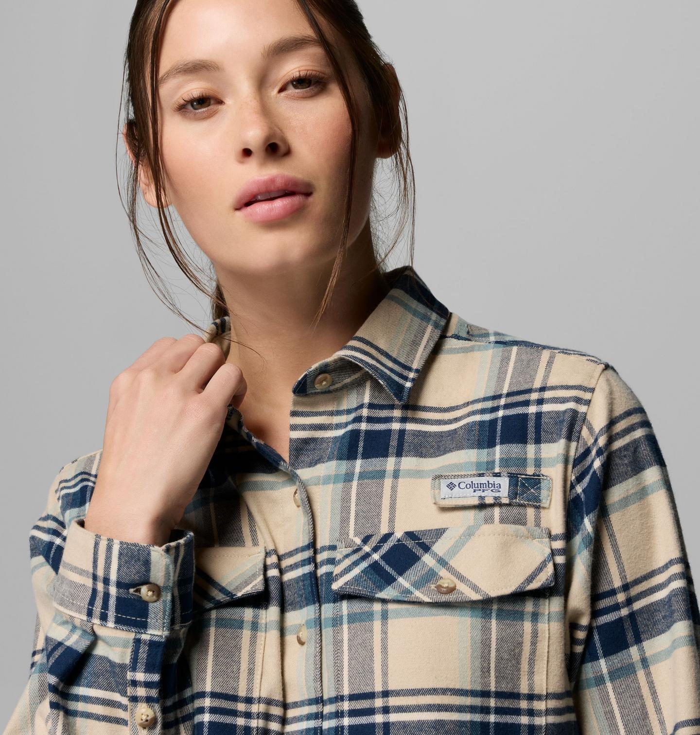 Женская фланелевая рубашка Columbia PFG Topwater Tech, цвет: Клетчатый — фото 4