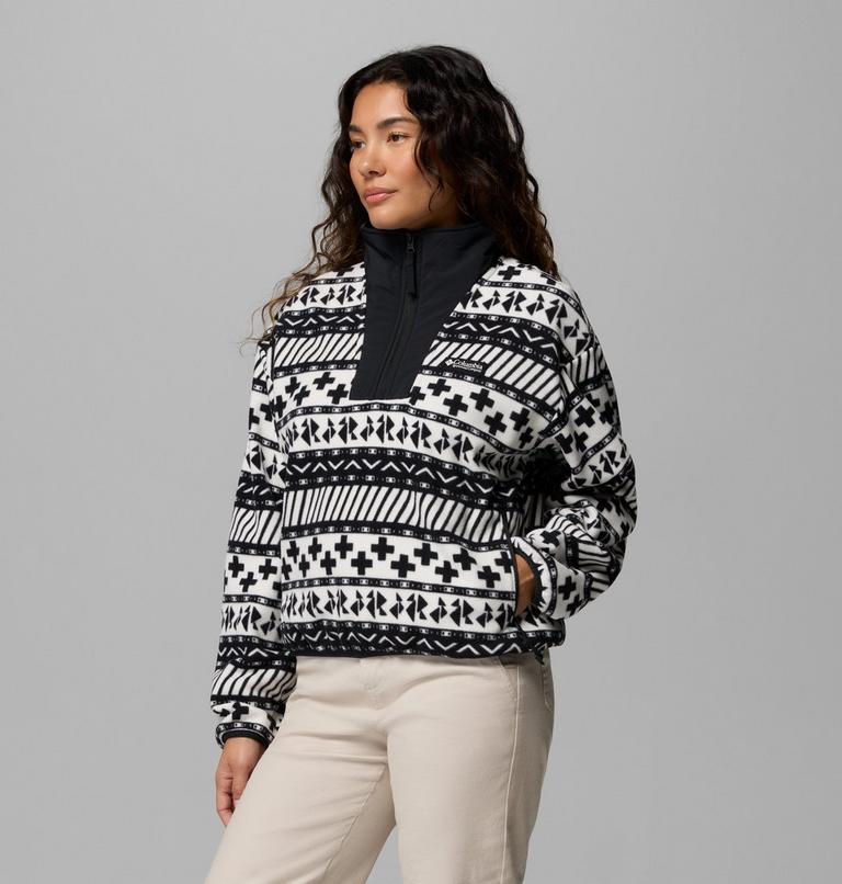 Women's Sequoia Grove II Printed Half Zip Fleece, Color: Black Wizard Island Tonal, image 4