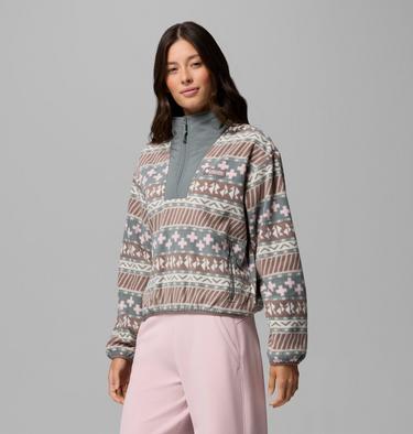 Women's Sequoia Grove II Printed Half Zip Fleece, Color: Iron Wizard Island, image 4