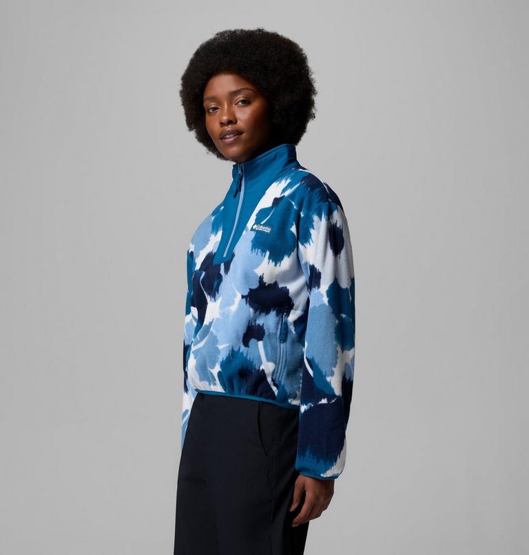 Women's Sequoia Grove II Printed Half Zip Fleece, Color: Phoenix Blue Ikatbloom, image 4