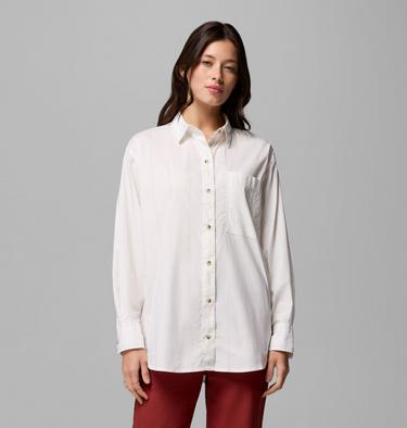 Women's Bijou Hills Oversize Fleece Shirt, Color: Sea Salt, Double Stripe, image 1