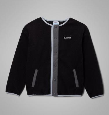 Youth Helvetia Sherpa Snap Fleece Jacket, Color: Black, City Grey, image 5