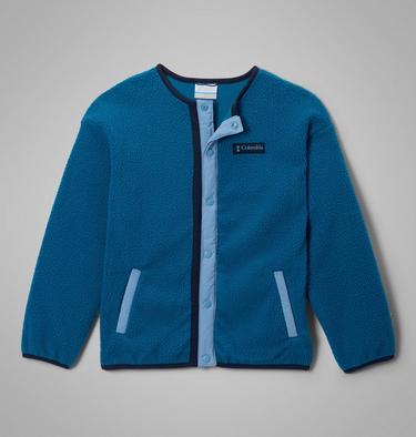Youth Helvetia Sherpa Snap Fleece Jacket, Color: Phoenix Blue, Rainy Day, image 3