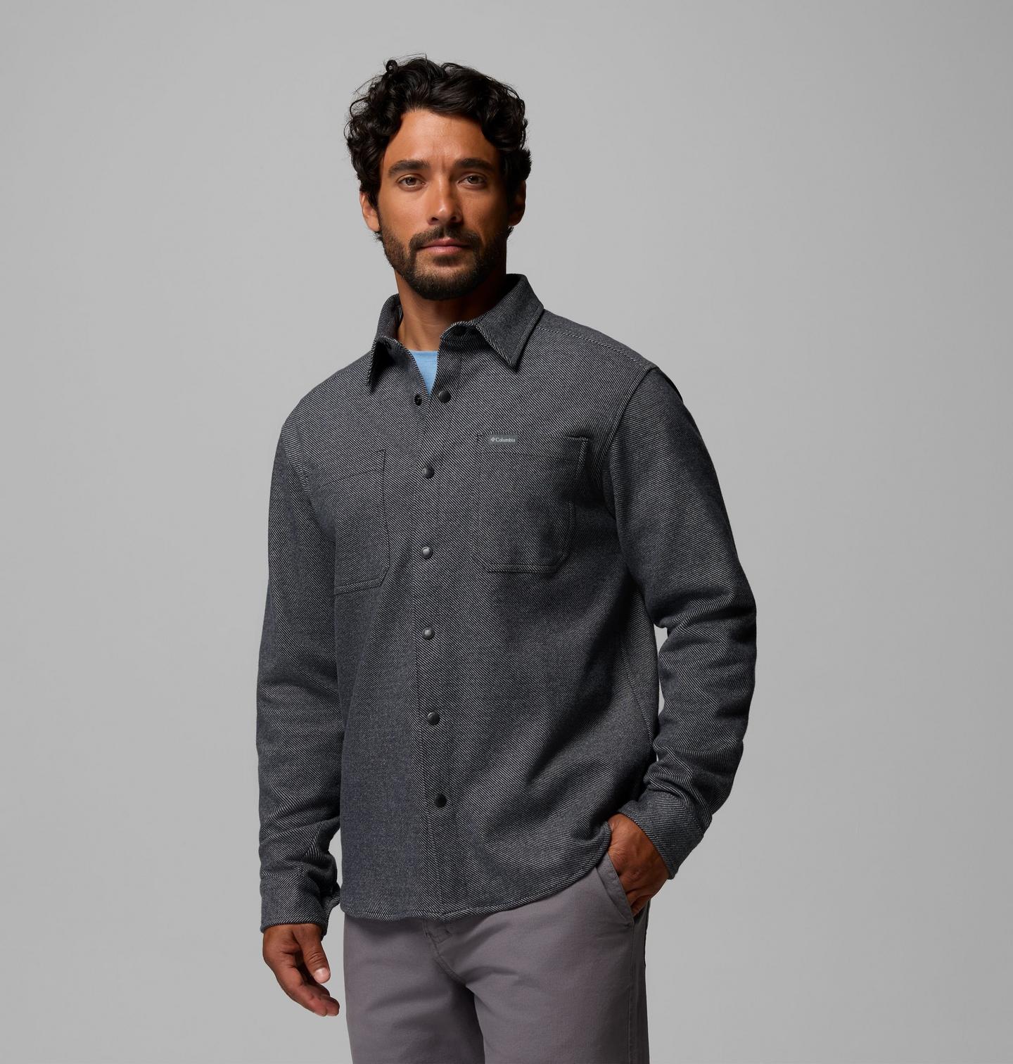 Мужская рубашка Columbia Twill River Long Sleeve Knit, цвет: Чёрный меланжевый — фото 3