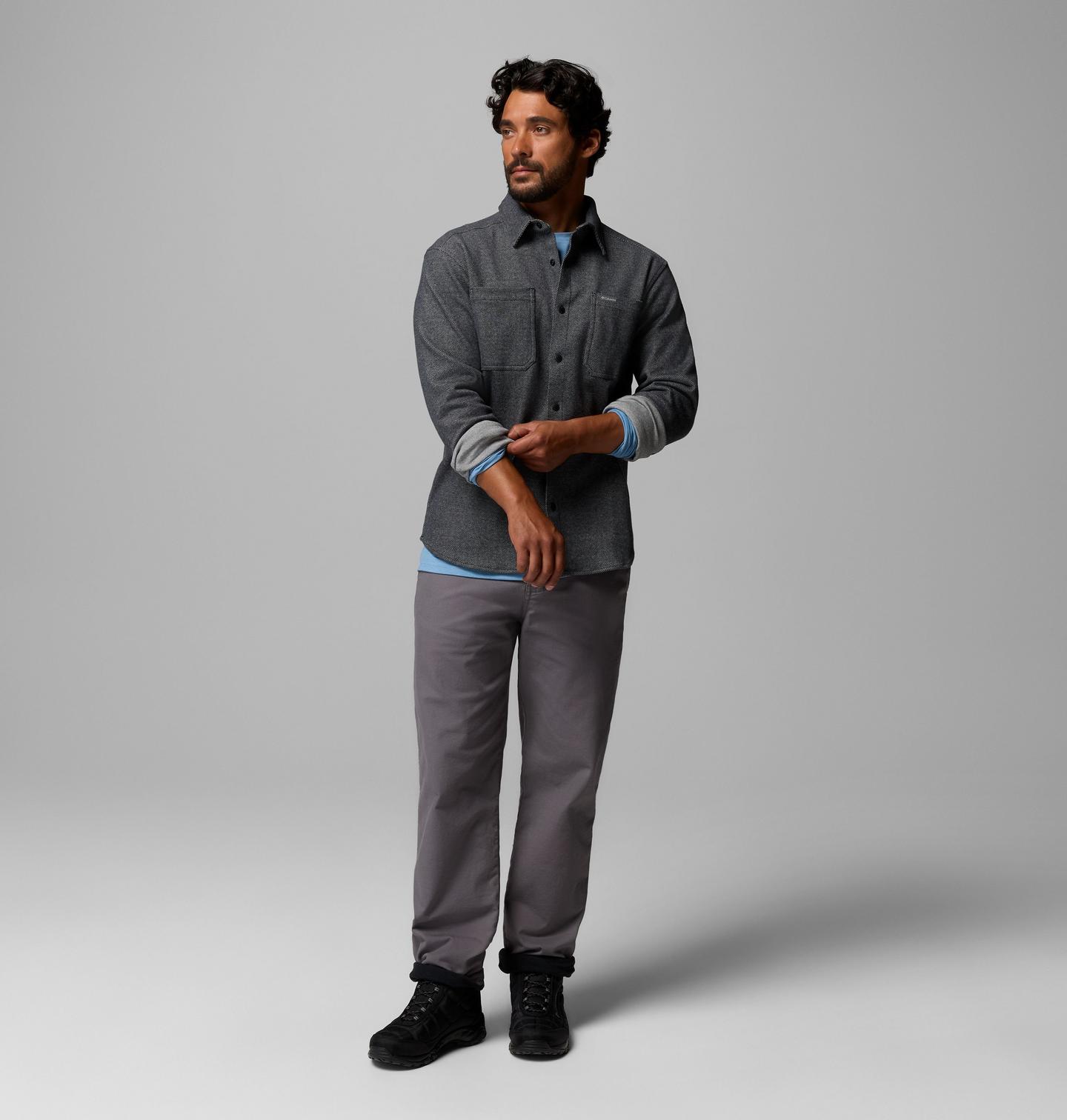 Мужская рубашка Columbia Twill River Long Sleeve Knit, цвет: Чёрный меланжевый — фото 2