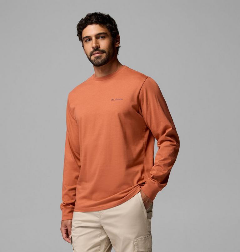 Men's CSC Graphic Long Sleeve T-Shirt, Color: Teak Brown Textured Scene, image 4