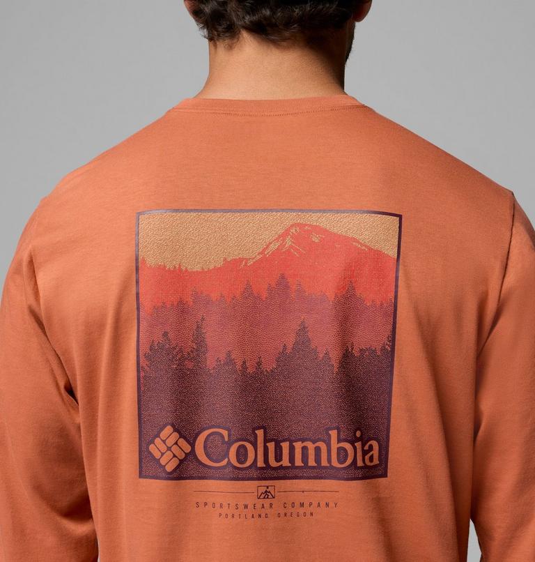 Men's CSC Graphic Long Sleeve T-Shirt, Color: Teak Brown Textured Scene, image 6