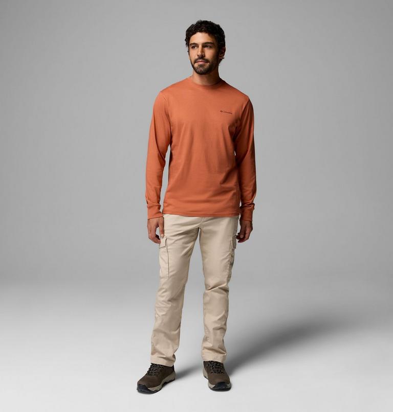 Men's CSC Graphic Long Sleeve T-Shirt, Color: Teak Brown Textured Scene, image 2