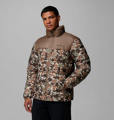 Men's Puffect IV Printed Puffer Jacket, Color: Fossil Puzzle Camo, Otter Brown, image 1