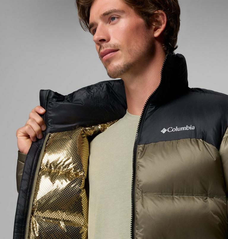 Men's Powder Keg Down Puffer Jacket, Color: Stone Green, Black, image 6