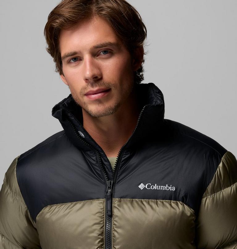 Men's Powder Keg Down Puffer Jacket, Color: Stone Green, Black, image 7