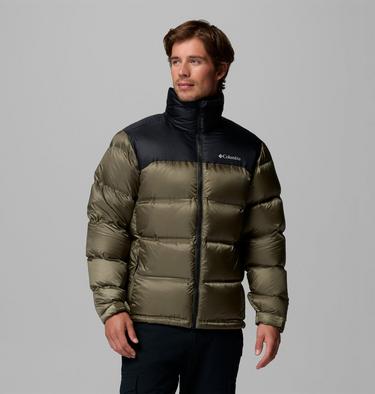 Men's Powder Keg Down Puffer Jacket, Color: Stone Green, Black, image 9