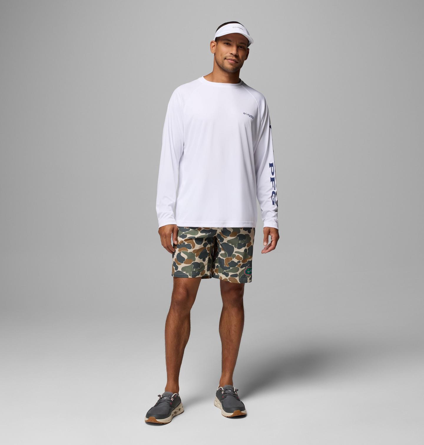 Мужские шорты Columbia Collegiate PFG Rambler Printed Shorts - Florida, цвет: Камуфляжный — фото 2